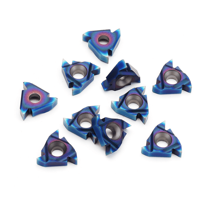 Drillpro 10Pcs HRC45 Blue Nano 16ER AG60 Carbide Insert External Threading Insert - MRSLM