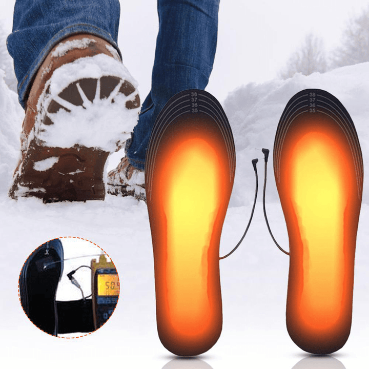 USB Charging Heated Shoe Insoles Washable Winter Foot Warmer Heated Insoles Cuttable Heater Pads - MRSLM