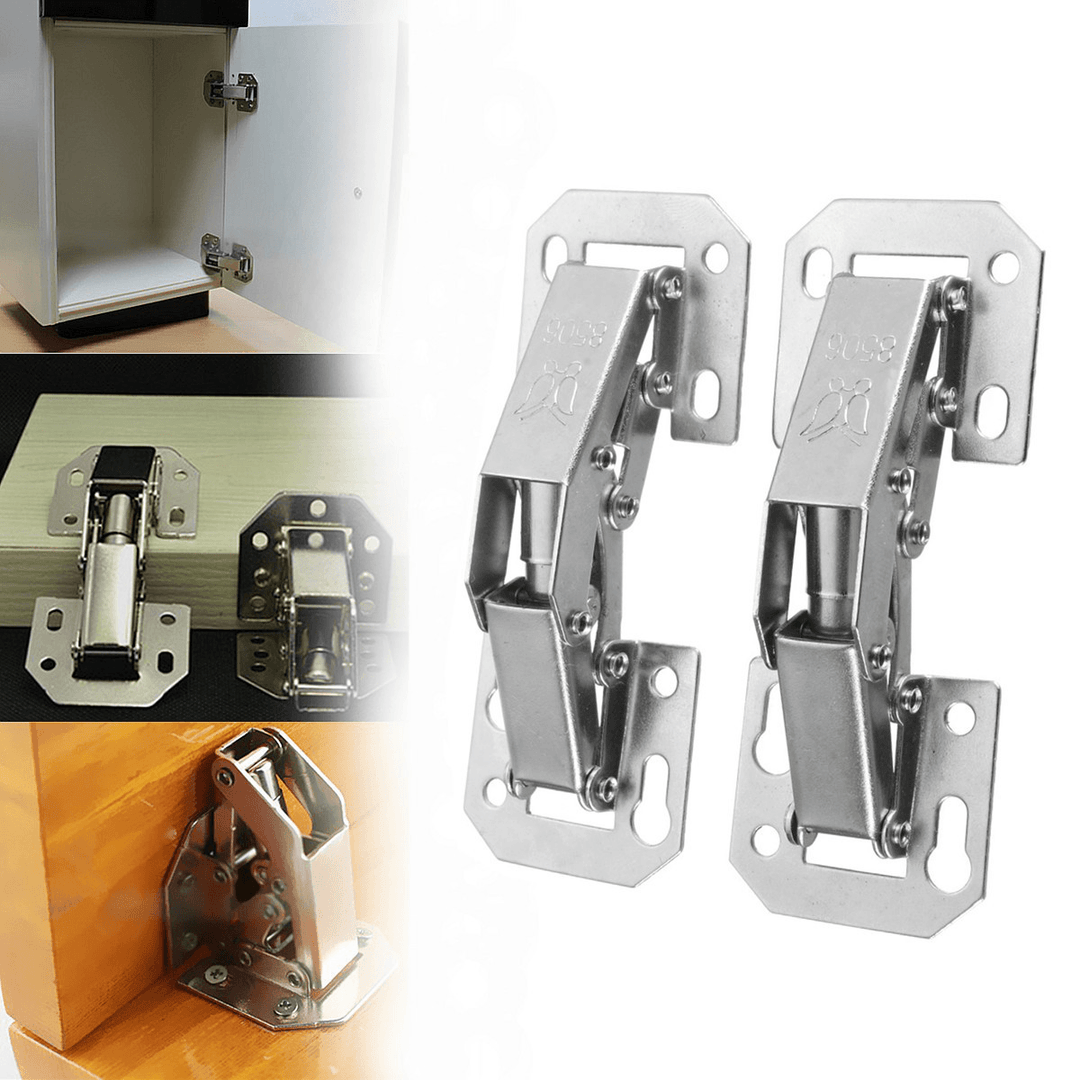 2Pcs Cabinet Bridge Hinge Cupboard Door Hinge 90° Easy Mount Concealed Cabinet Kitchen Cupboard Sprung Door Drawer Hinges - MRSLM