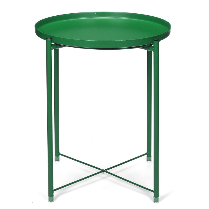 Round Tray Table Coffee Bedside Table Storage Steel Leg Industrial Modern Style - MRSLM