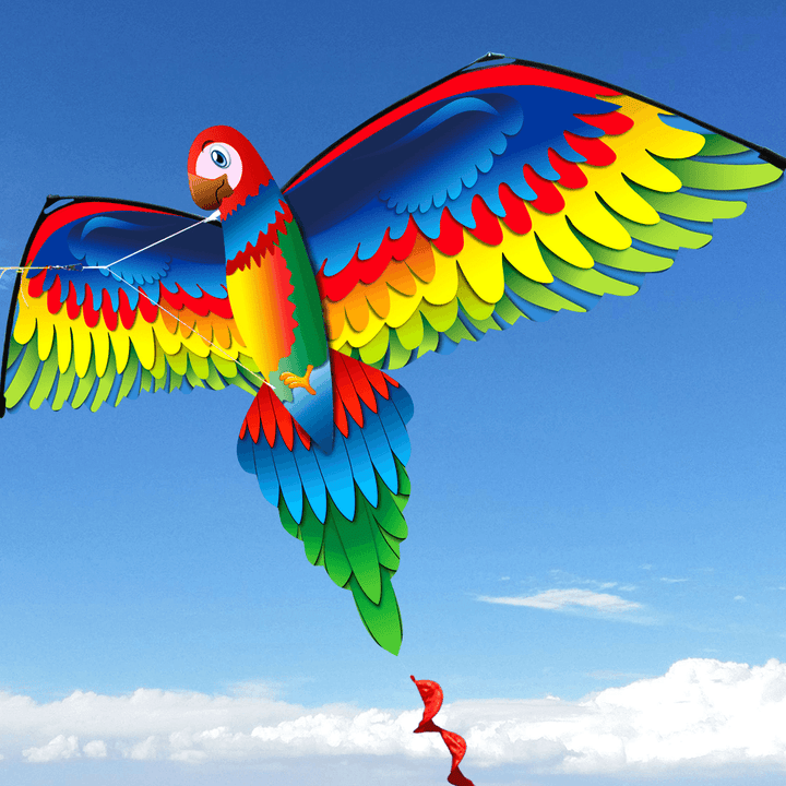 3D Parrot Kite Flyer Kite with 100M Noodle Board＆Spiral Floating Tail Kids Children Adult Beach Trip Park Family Outdoor Games Activities - MRSLM