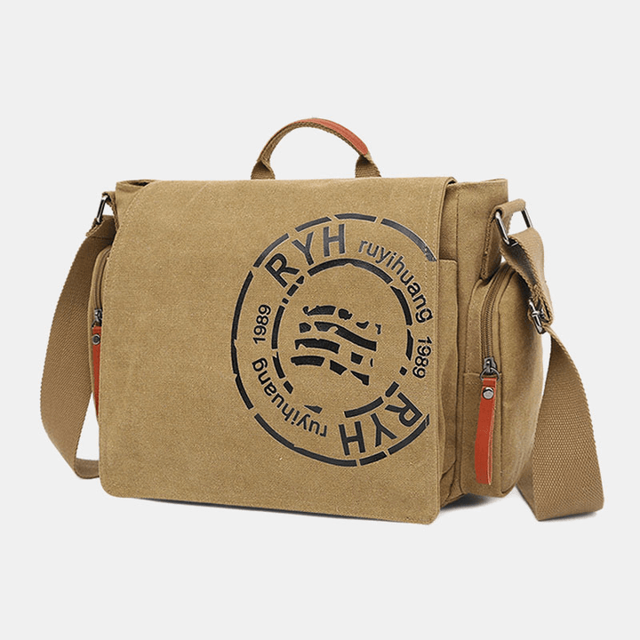 Men Canvas Multi-Compartment Multi-Pocket Casual Shoulder Bag Messenger Bag Crossbody Bags Handbag - MRSLM