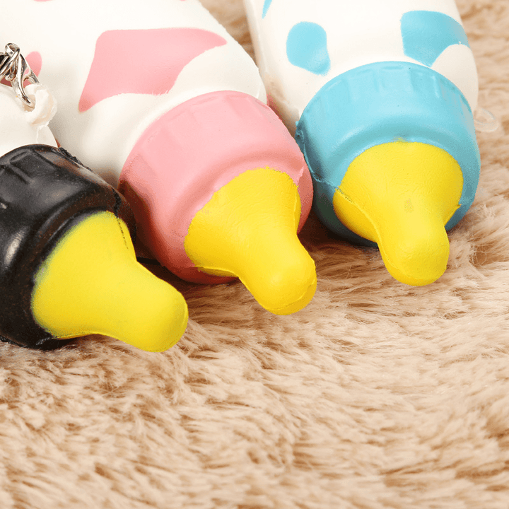 Squishy Milk Nursing Bottle Toy Cute Kawaii Phone Bag Strap Pendant 10X4Cm - MRSLM