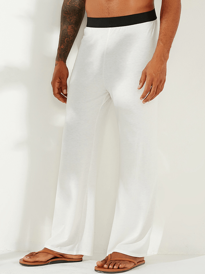 Men Soft Thin Casual Stretch Cotton Pajama Pants Simple Lounge Pants - MRSLM