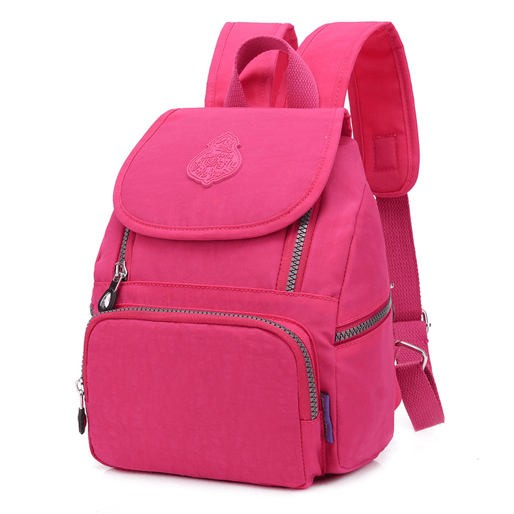 Women Solid Nylon Flap Backpack Waterproof Casual Satchel - MRSLM