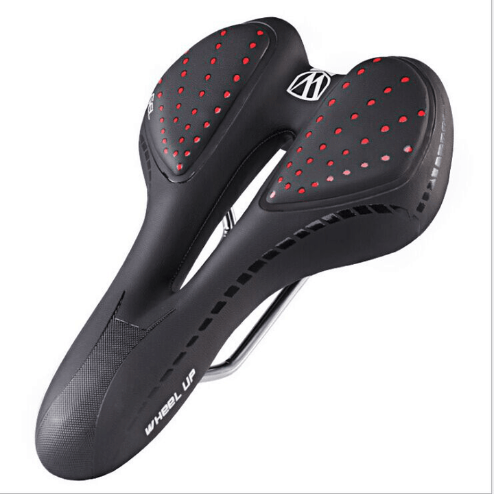 WHEEL up Bike Saddle Hollow Breathable Reflective Absorption Rainproof Soft Memory Sponge Cushion Bicycle Seat - MRSLM