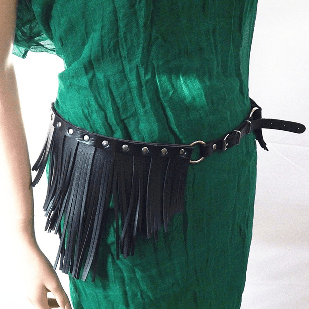 Women PU Irregular Tassels Pin Buckle Decorative All-Match Belt - MRSLM