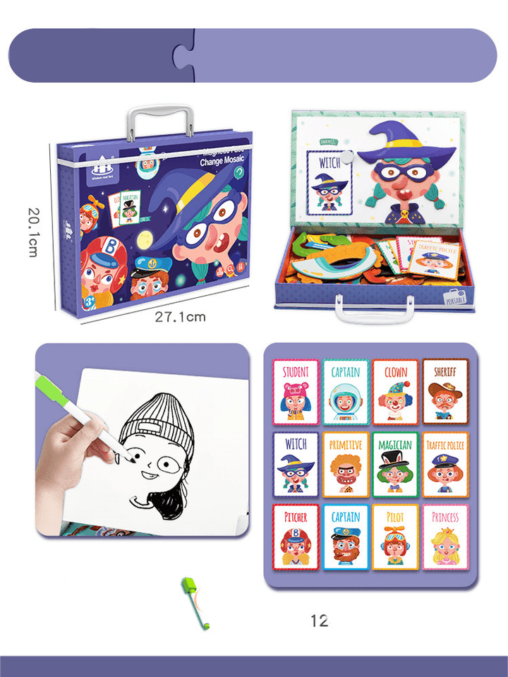 Magnetic Puzzle Children''S Educational Toys Magnetic Stickers 2-3 Years Old 6-Year-Old Girls Boys Kindergarten Early Education Wooden Board - MRSLM