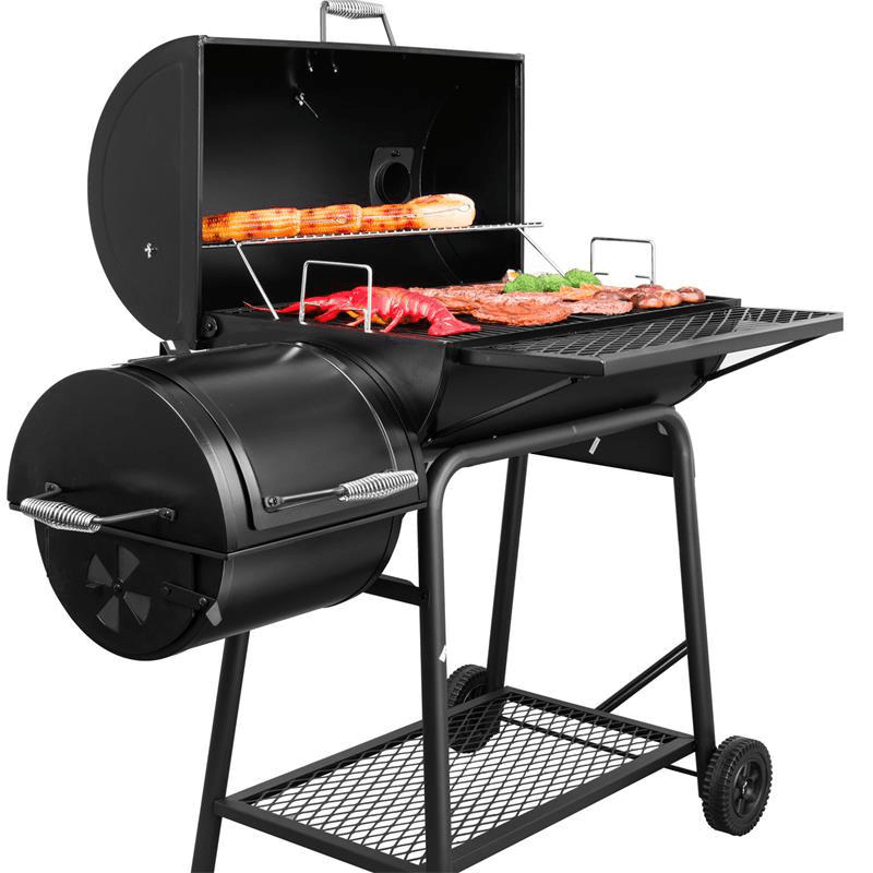 3-In-1 BBQ Charcoal Grill with Offset Smoker BBQ Grill Barbecue Accessories for Outdoor Garden RV Travel Camping Cooking - MRSLM