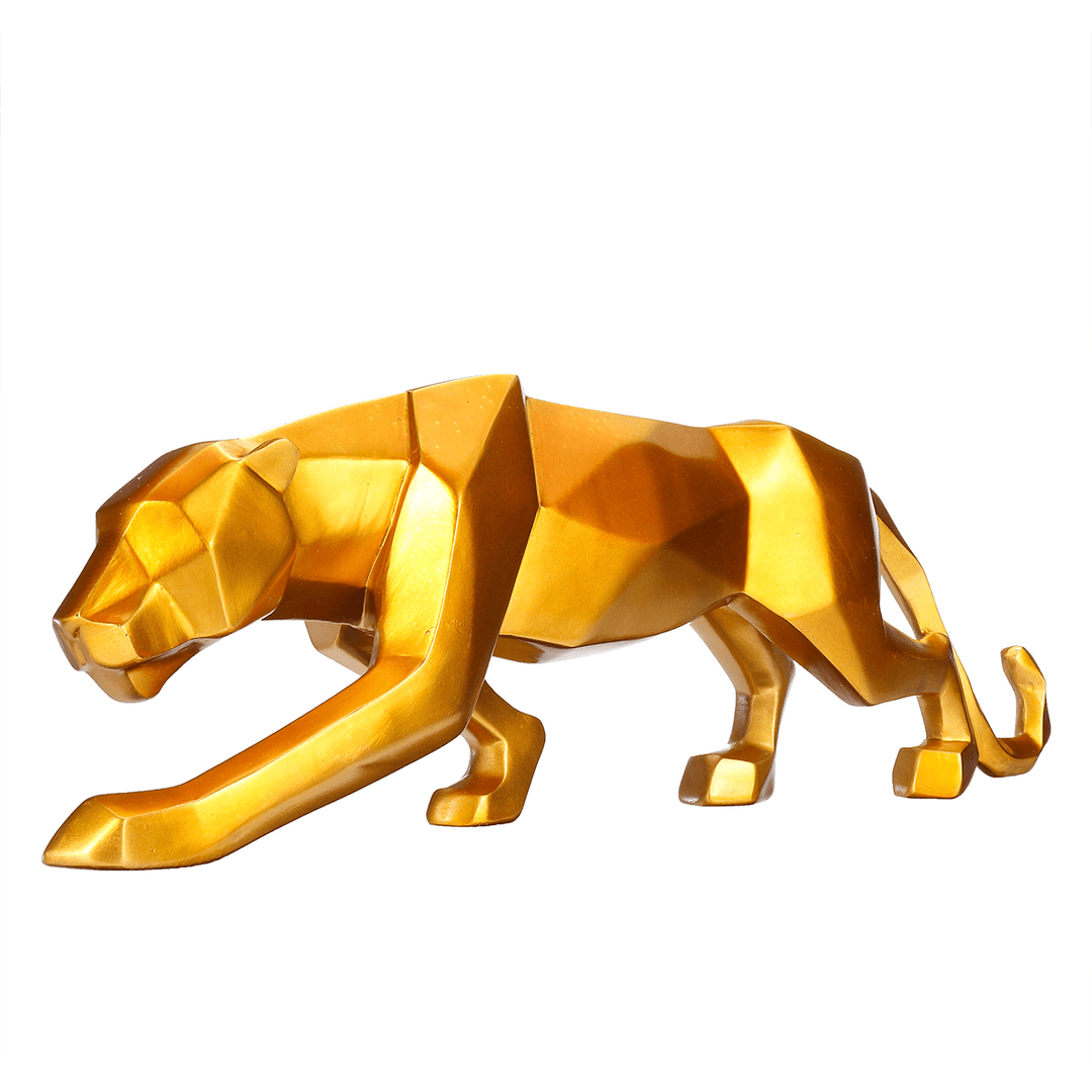 Geometric Leopard Art Sculpture Statue Figure Ornament Resin Panther Home Office Decorations - MRSLM