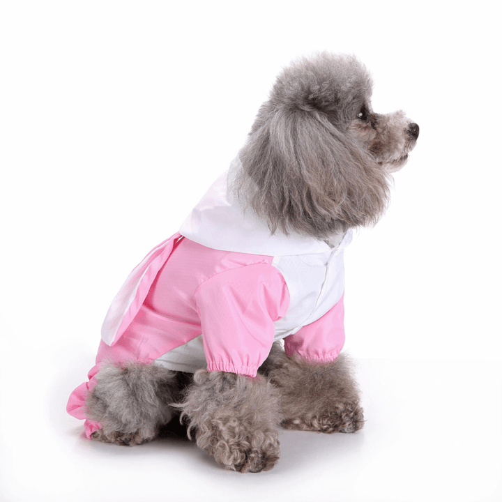 Waterproof Dog Raincoat Cute Rabbit Cartoon Pattern Outdoor Hooded Rain Coat - MRSLM