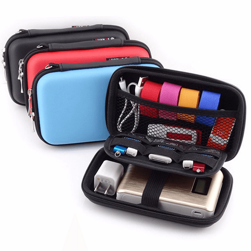 USB Flash Drive Earphone Digital Gadget Pouch Travel Silver Storage Bag - MRSLM