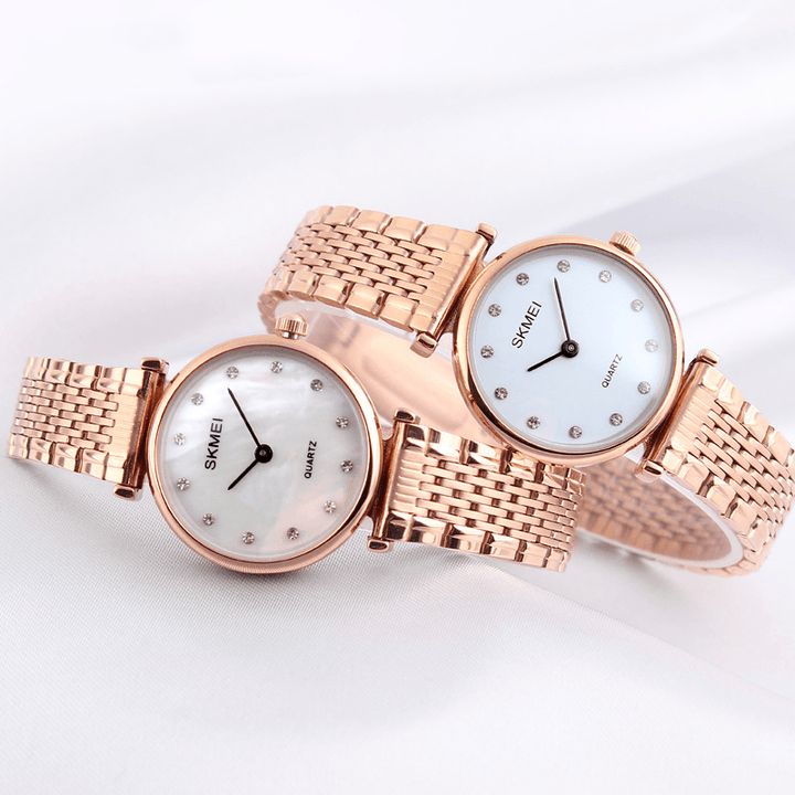 SKMEI 1223 Rhinestones Waterproof Ladies Wrist Watch Casual Style Dress Quartz Watches - MRSLM