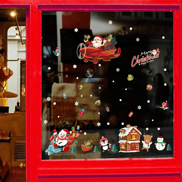 Miico SK9245 Christmas Sticker Cartoon Animals Wall Stickers Removable for Christmas Decoration - MRSLM