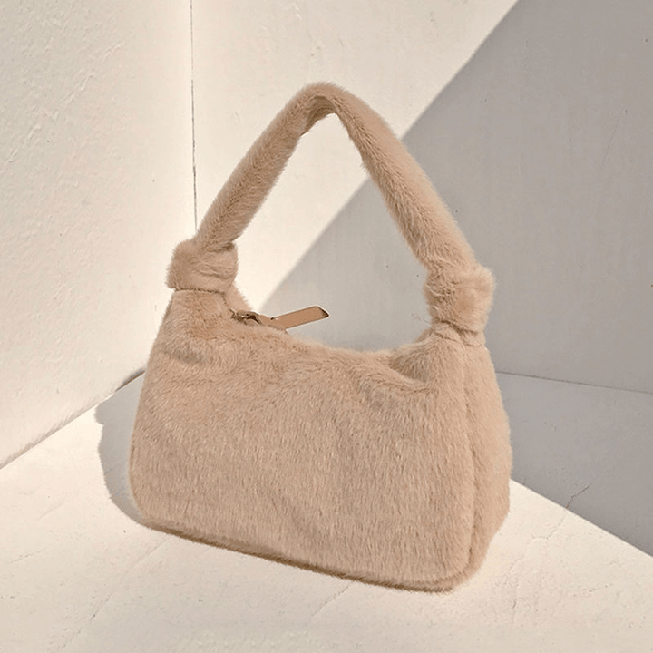 Women Plush Comfy Casual Underarm Bag Handbag Shoulder Bag - MRSLM