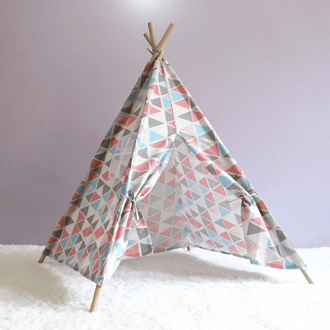 160Cm Bestgoods Miller Kids Toddler Play Tent Teepee 100% Natural Cotton Canvas Play House Children Baby Playing Sleeping Tent with Carrying Bag - MRSLM