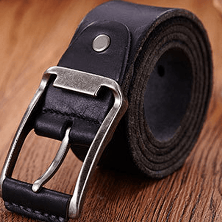 Genuine Leather Men'S Belt Casual Waistband Waist Strap Smooth Pin - MRSLM