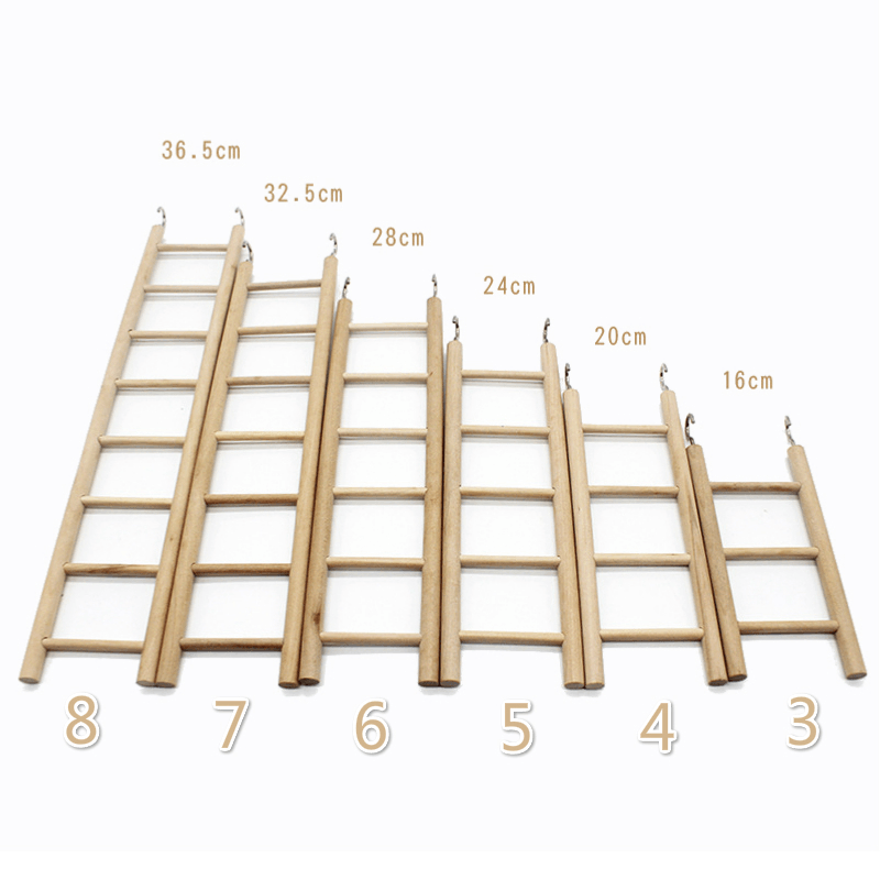 3/4/5/6/7/8 Wooden Ladder Swing Scratcher Climbing Ladder Hamsters Parrot Toys Pet Supplies - MRSLM