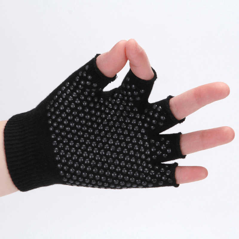 Women Non Slip Sporty Style Design Fingerless Yoga Gloves - MRSLM