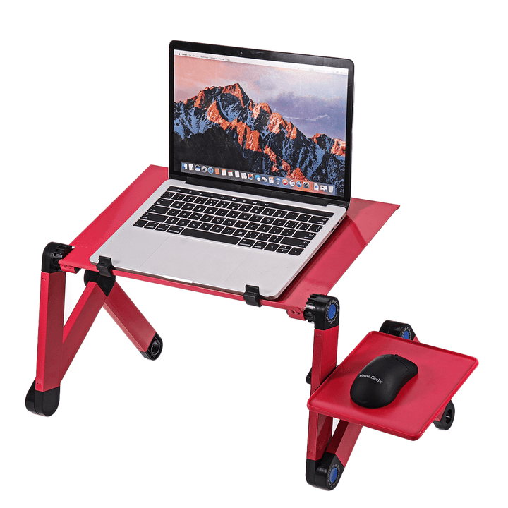 Adjustable Laptop Table Stand Portable Folding Notebook Desk Stand 2 Fans with Mouse for Bed Sofa Home - MRSLM