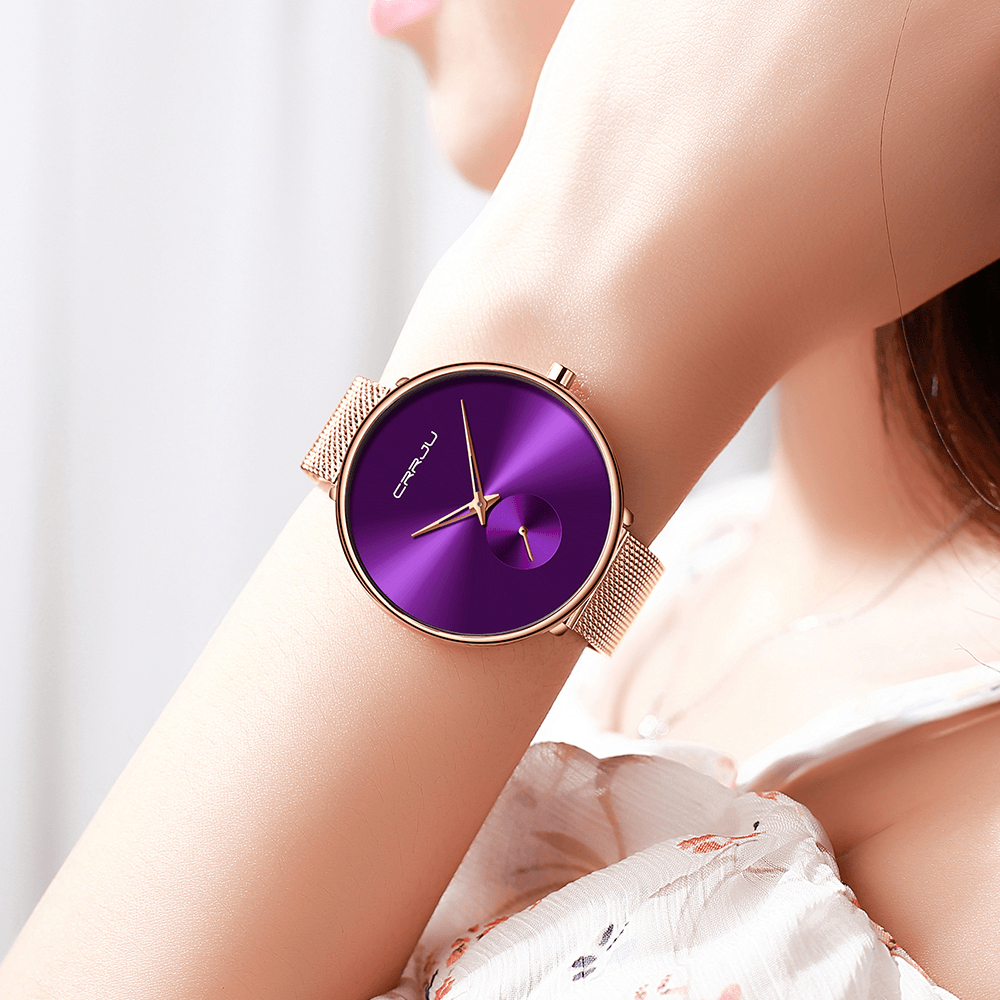 CRRJU 2165 Fashion Full Steel Strap Casual Simple Dial Luxury Women Quartz Watch - MRSLM