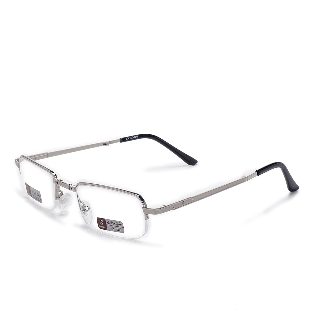 Unisex Full Metal Frame Foldable Easy Carry Convenient HD Reading Glasses Presbyopic Glasses - MRSLM