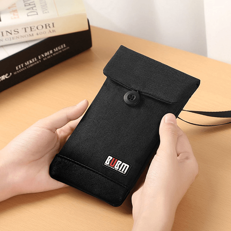 BUBM 4.7/6Inch Phone Bag Velvet Soft Power Bank Storage Bag USB Cable Handbag Portable Travel - MRSLM