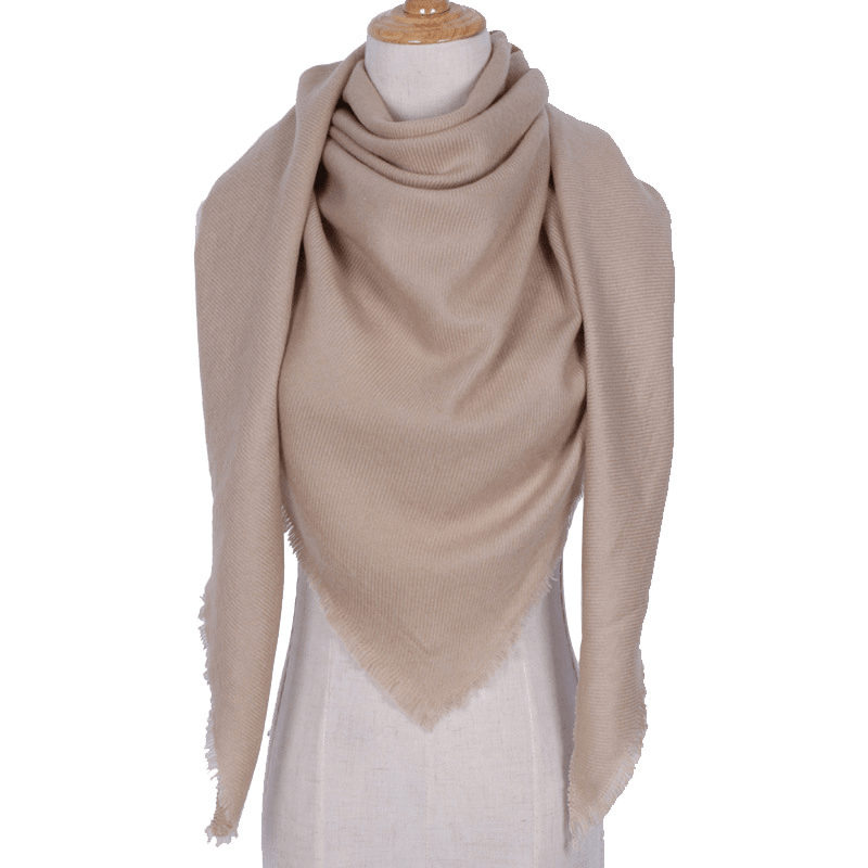 Pure Color Triangle Scarf Female Imitation Cashmere Warm Shawl - MRSLM