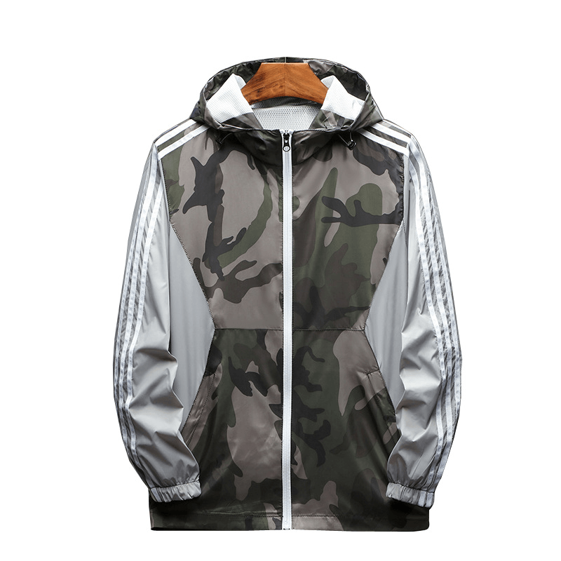 Three-Bar Camouflage Casual Windbreaker - MRSLM