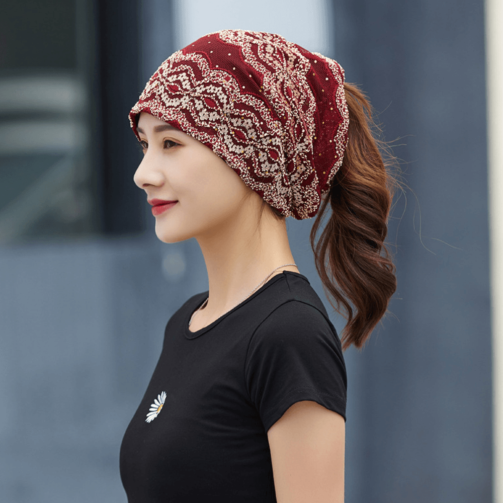 Women Cotton Ethnic Style Floral Embroidery Warm Casual Outdoor Brimless Beanie - MRSLM