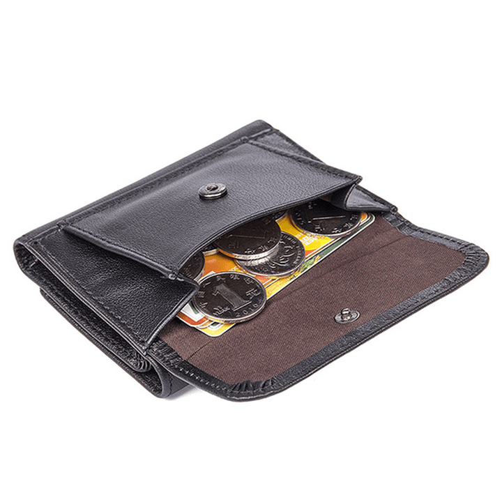 9 Card Slots Men Genuine Leather RFID Blocking Secure Wallet Minimalist Classic Card Holder - MRSLM