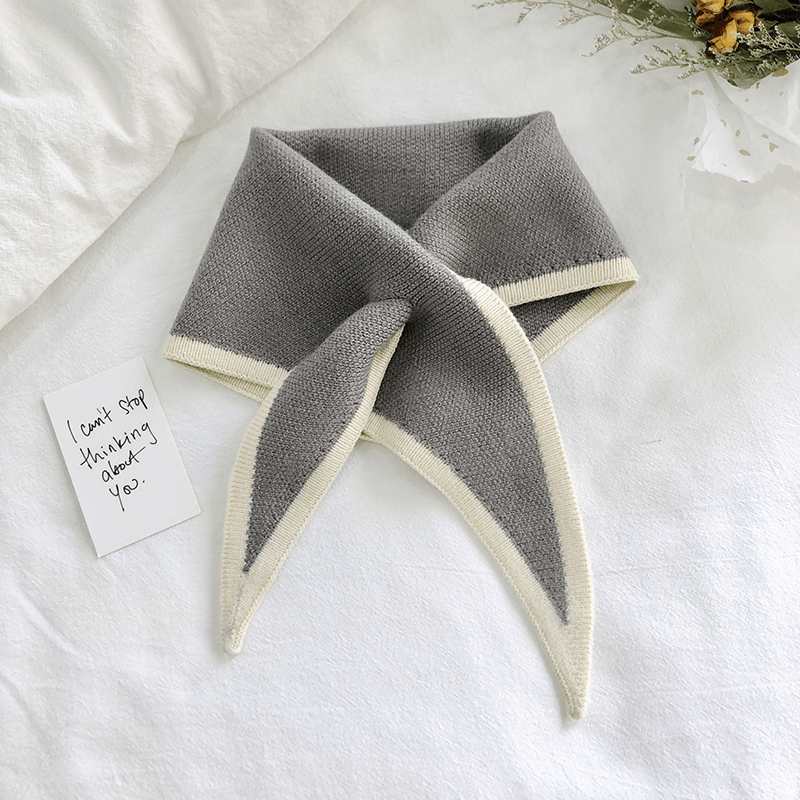 Autumn and Winter Triangle Knitted Shawl Style Women'S Outer Scarf - MRSLM