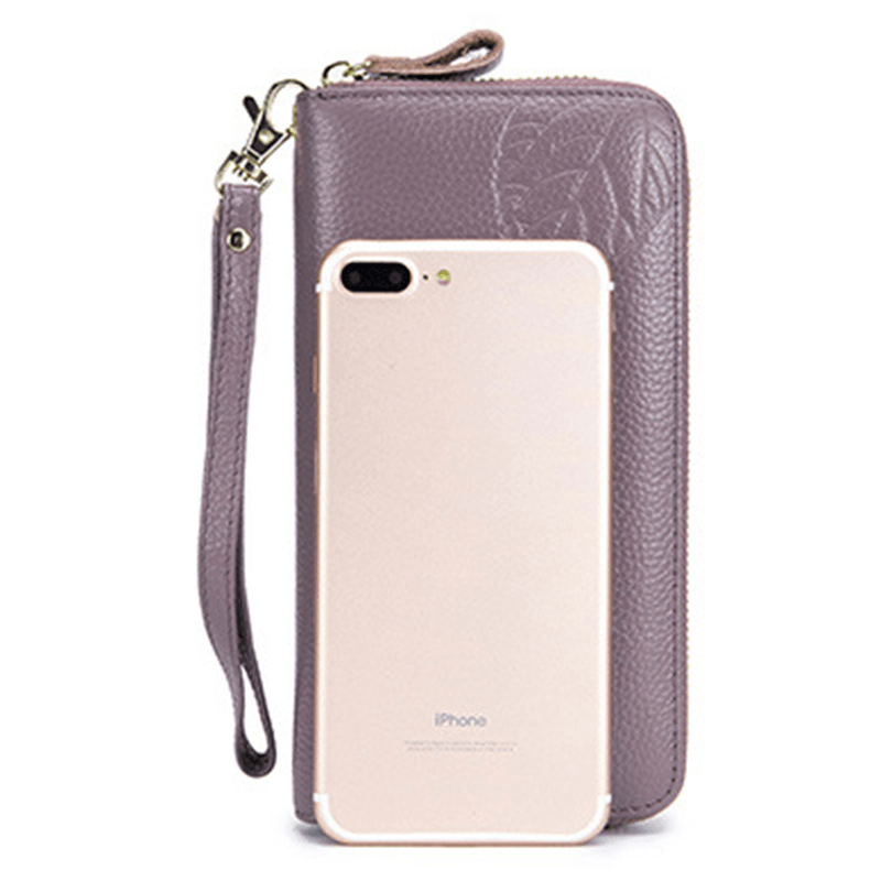 RFID Genuine Leather 6Inch Phone Bag Long Wallet - MRSLM