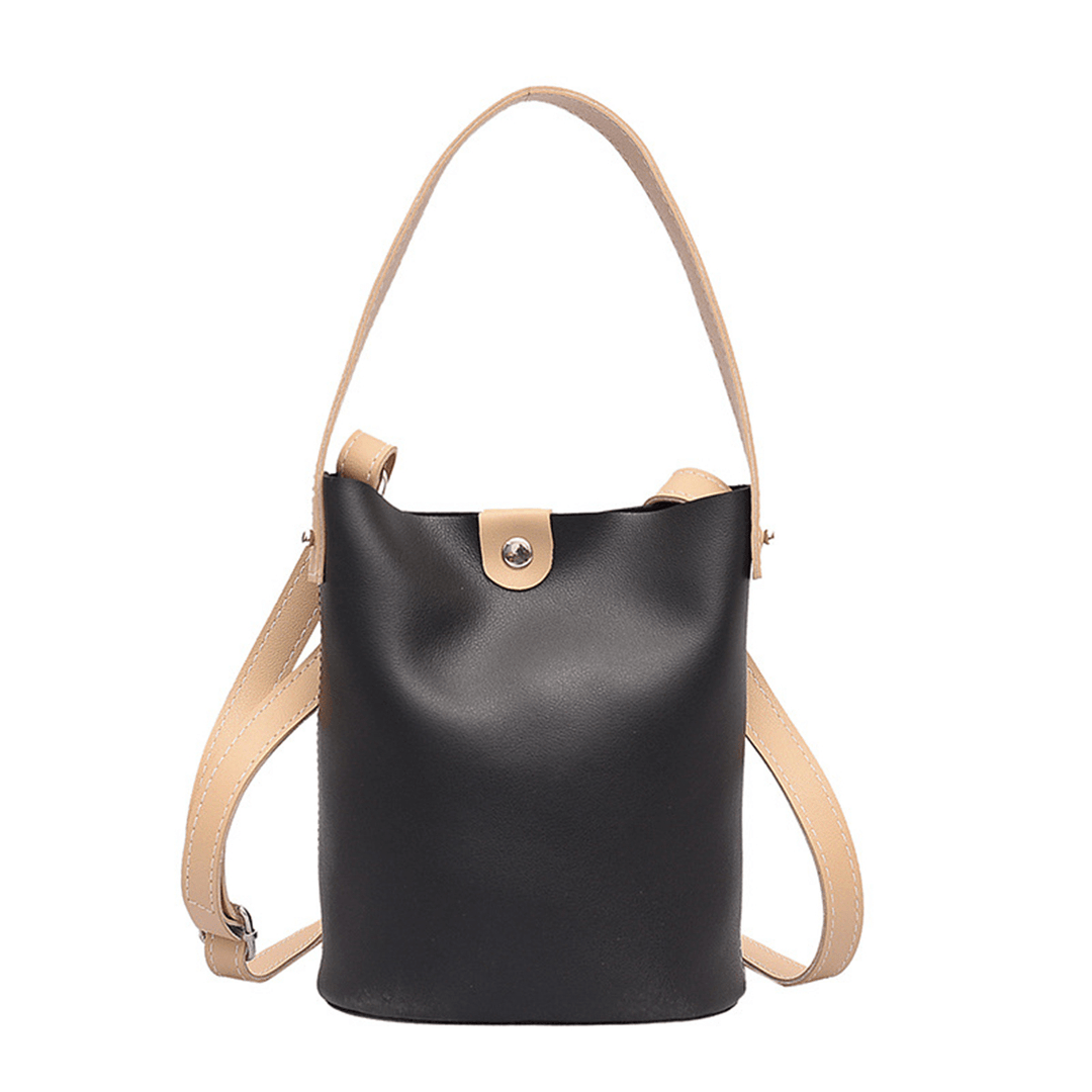 3.8L Women PU Leather Bucket Bag Portable Handbag Leisure Shoulder Bag Outdoor Travel - MRSLM