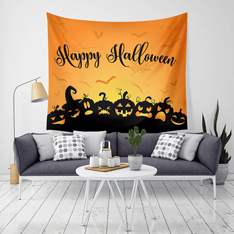 LWG6 Halloween Tapestry Pumpkin Print Hanging Tapestry Wall Art Home Decor Halloween Decorations for Home - MRSLM