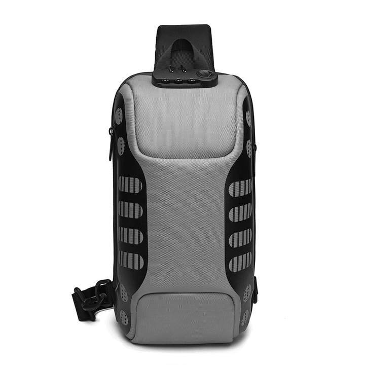 OZUKO Waterproof USB Sling Bag Headphone Jack Anti-Theft Lock Shoulder Bag Chest Messenger Pack Camping Travel - MRSLM