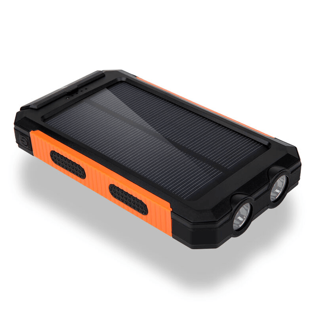 8000MAH Waterproof Solar Power Bank Solar Charger Built in Compass Dual USB Portable 2 Leds Light - MRSLM