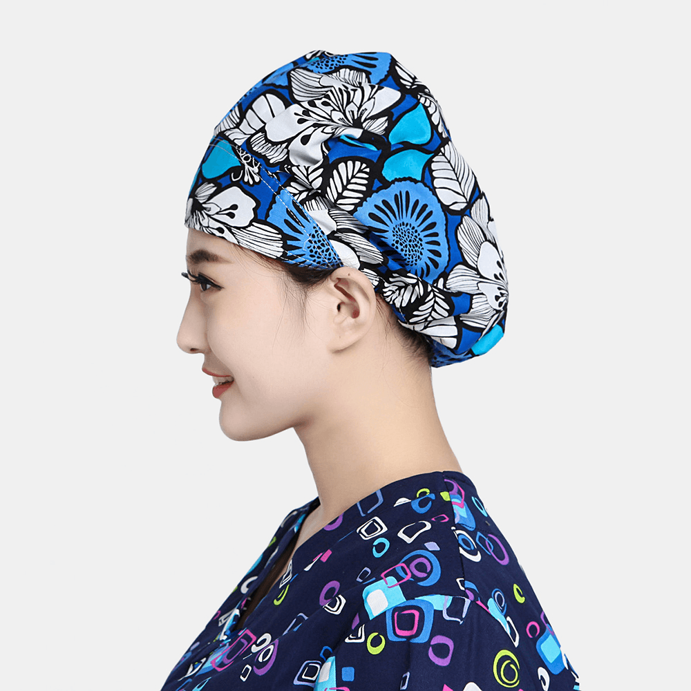 Cotton Printed Fluffy Cap Surgical Cap Scrub Caps Textile Dust Cap - MRSLM