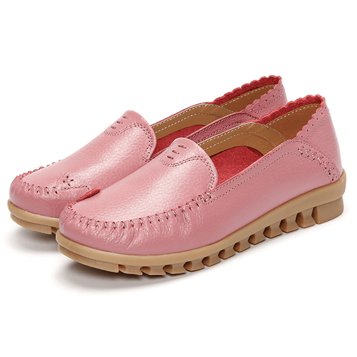 Soft Rubber Sole round Toe Pure Color Slip on Flat Loafers - MRSLM