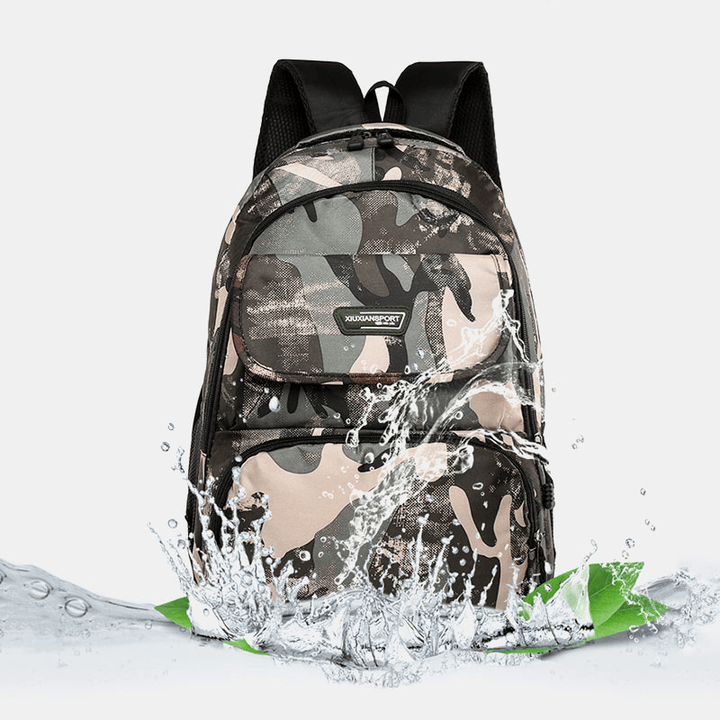 Men Large Capacity Camouflage Waterproof Student School Bag 15.6 Inch Laptop Bag Travel Outdoor Backpack - MRSLM