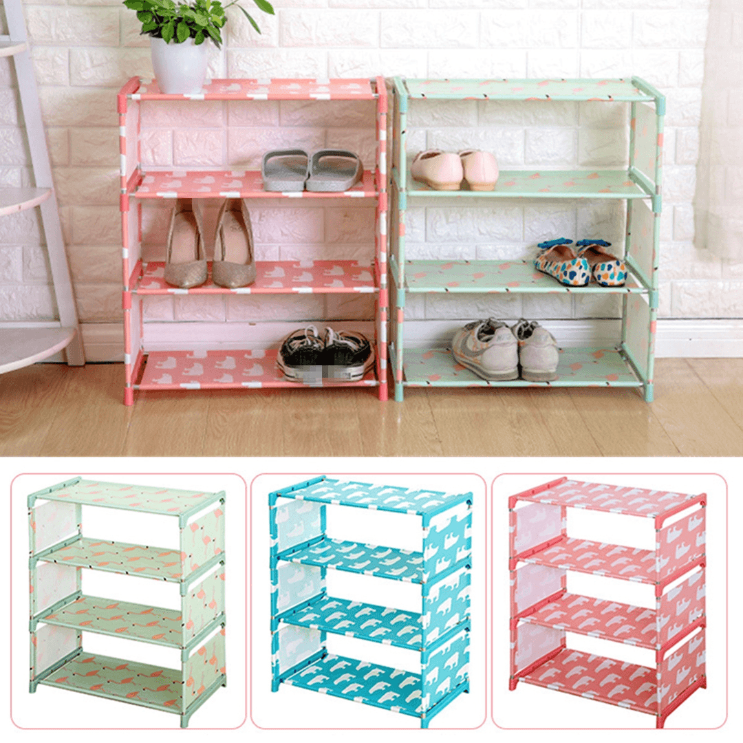 4 Layer Home Shoe Stand Wall Bench Rack Shelf Storage Baskets Closet Organizer Cabinet - MRSLM