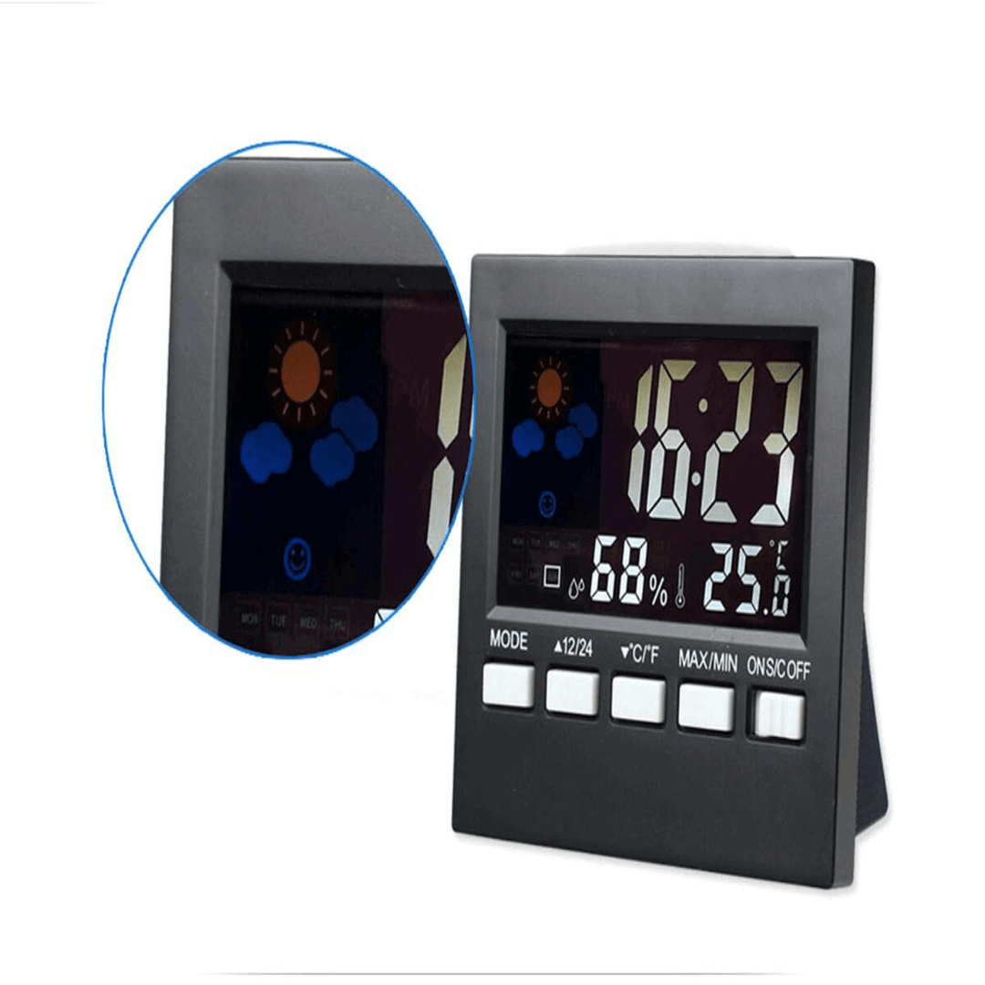 DC-001 Digital Temperature Humidity Alarm Clocks LCD Weather Station Display Clock - MRSLM