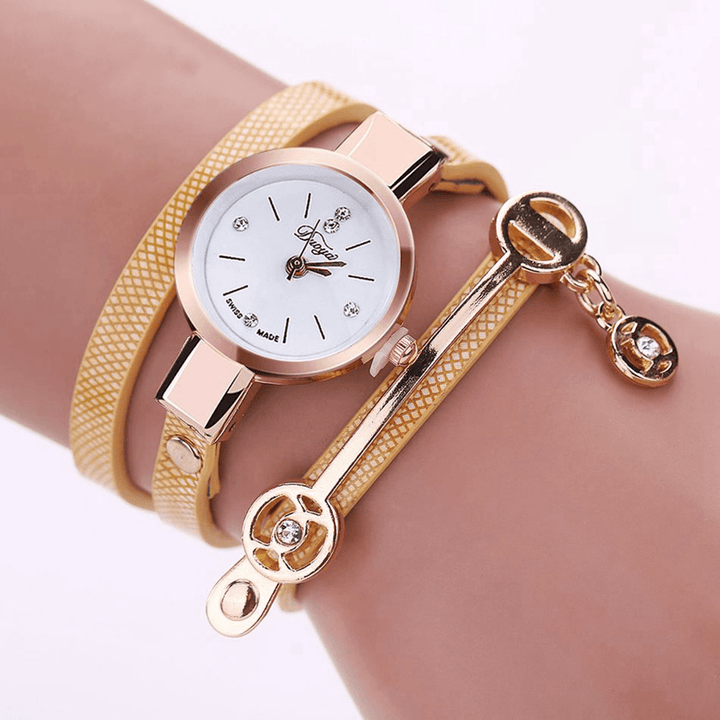 DUOYA XR1297 Fashion Casual Ladies Diamand PU Leather Strap Women Bracelet Watch Quartz Watch - MRSLM