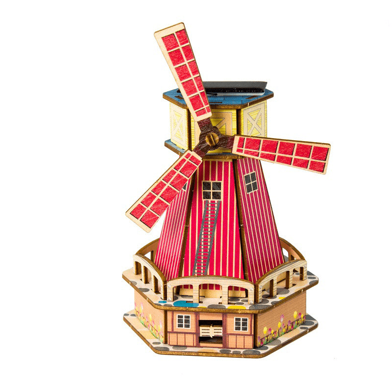 Solar-Powered Dutch Windmill Rotating Children'S Science Toy Model - MRSLM