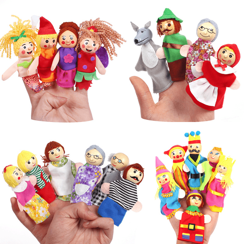 Christmas 7 Types Family Finger Puppets Set Soft Cloth Doll for Kids Childrens Gift Plush Toys - MRSLM