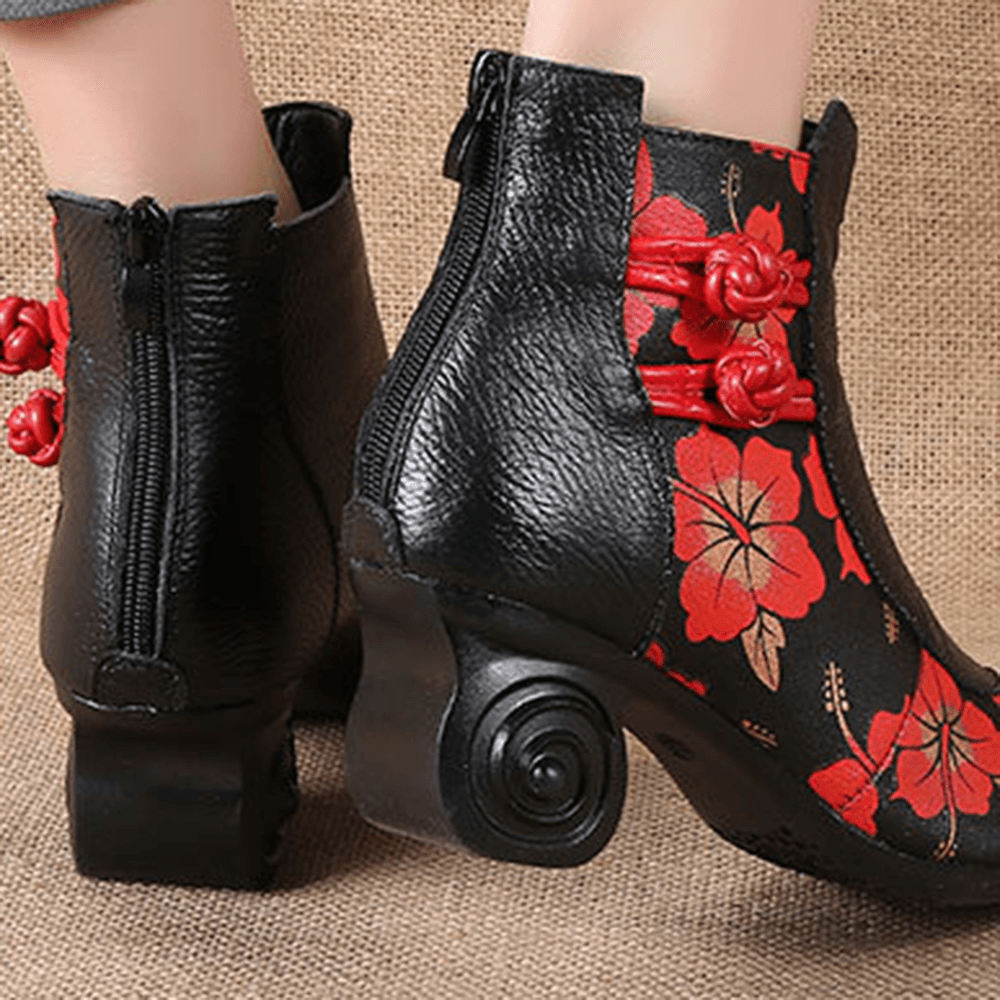 Retro Genuine Leather Butterfly Ankle Boots - MRSLM