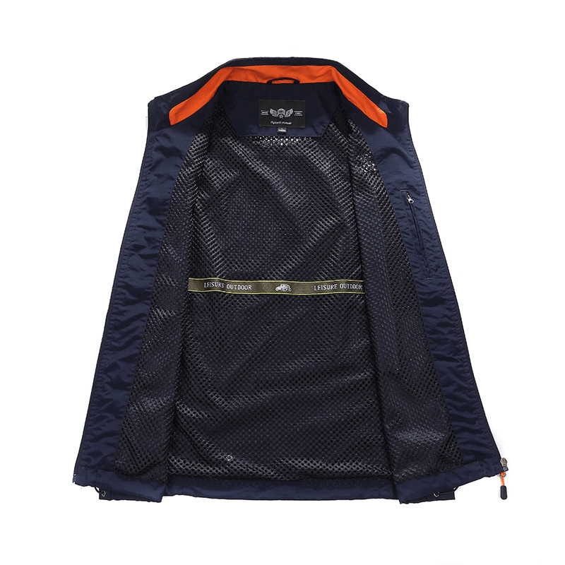 Outdoor Utility plus Size Multi Pockets Mesh Breathable Vest - MRSLM