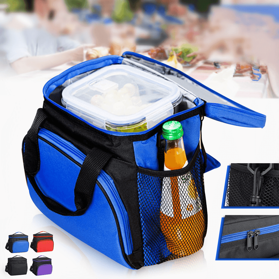 Large Capacity Insulated Portable Lunch Bag with Mesh Pocket Thermal Picnic Food Bag Waterproof Lunch Box - MRSLM