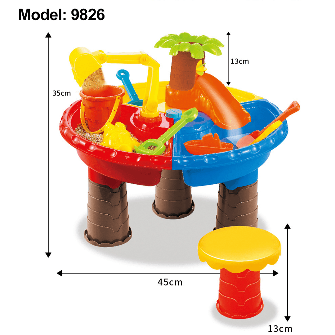 Children Sand Water Table Set Outdoor Beach Play Toys Sand Kids Bucket Shovel Chair Sand Pit Table - MRSLM