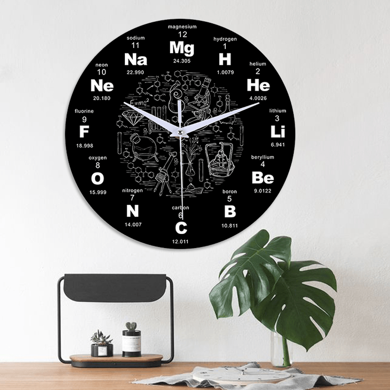 Emoyo ECY025 Chemical Element Table Wall Clock 3D Wall Clock for Home Office Decorations A - MRSLM